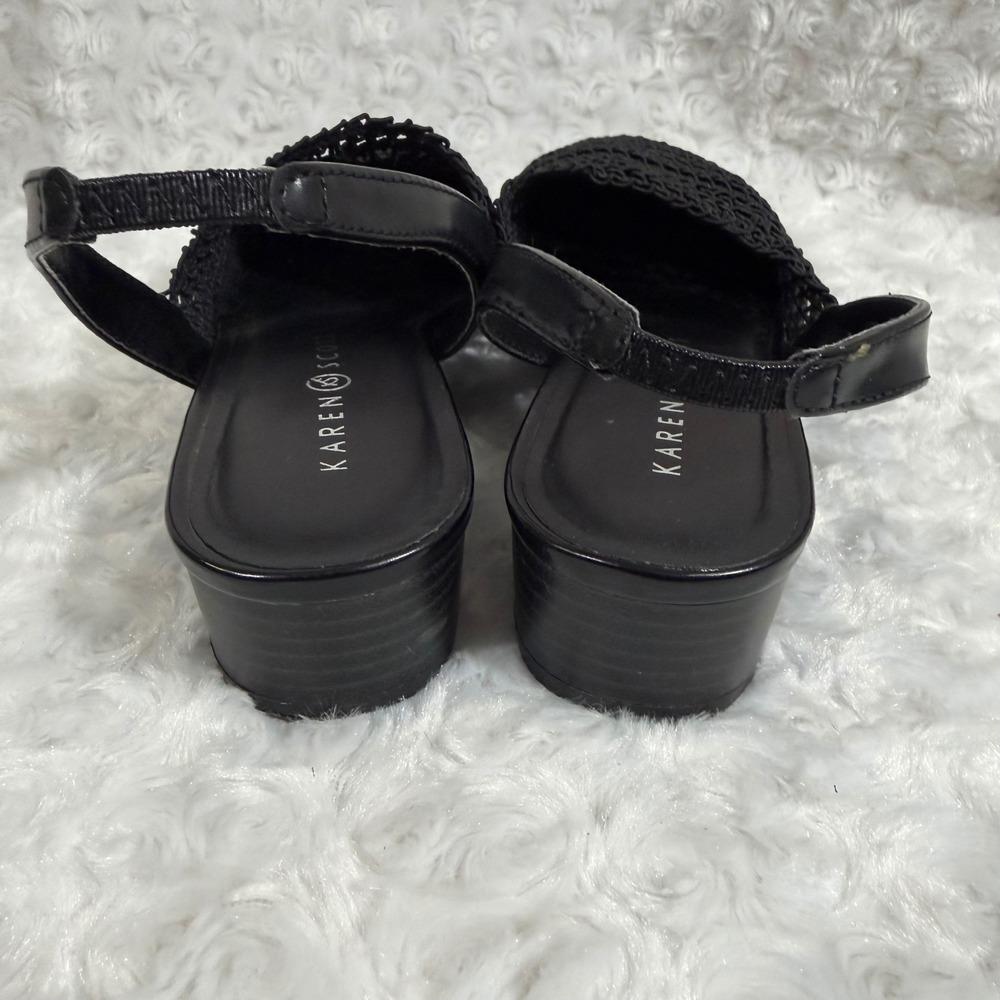 Karen Scott Carolton Black Woven Slingback Block Heel Sandals Womens 8.5 M - Picture 5 of 6
